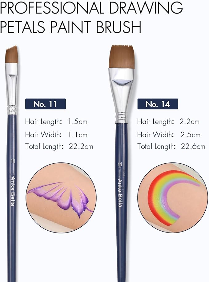 Anka Bella Professional Face Paint Brushes Set,5pcs Artist Face Paint Brushes for Drawing Lines/Water Drop/Petal/Butterfly/Rainbow etc