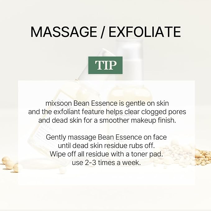 mixsoon Bean Essence 0.68 Fl. Oz. / 20ml Fermented beans Exfoliating Hydrating Moisturizer for Korean Glass Skin Care