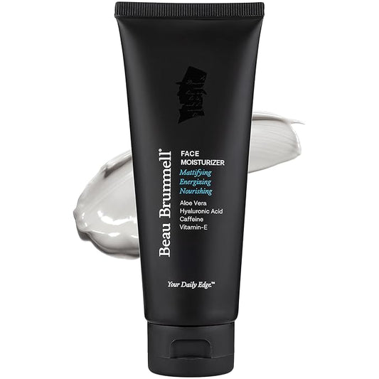 Beau Brummell for Men Matte Finish Face Moisturizer | Fast Absorbing, Lightweight Face Lotion with Vitamins A+E, Aloe Vera & Caffeine | Anti-aging, For Dry or Oily Skin | 4 OZ Tube | Made In America