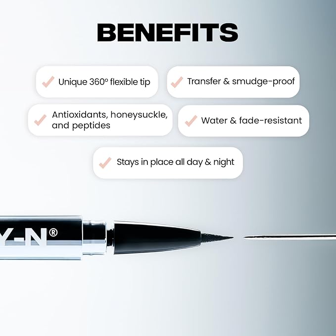 Sacheu Liquid Eyeliner STAY-N Long Wear Waterproof Eyeliner Pen with Ultra-Precise 360° Flexible Tip — Smudge-Proof Vegan & Cruelty-Free Eye Makeup, Eye’m Crisp