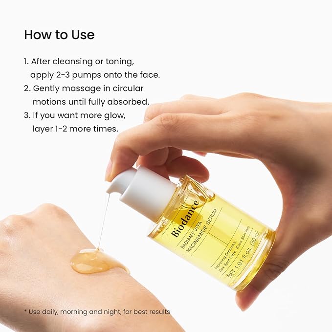 BIODANCE Radiant Vita Niacinamide Serum, for Even Tone Dark Spot Care with Vitamin C, Hydrating for Sensitive Skin, Filter Glow Serum, Korean Skincare, Stocking Stuffers | 1.01 floz x 1 ea