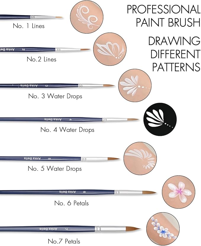 Anka Bella Professional Pre-Quality Face Paint Brushes Set,Including 14pcs Different Size Paint Brushes & Standable Case,Convenient to Use