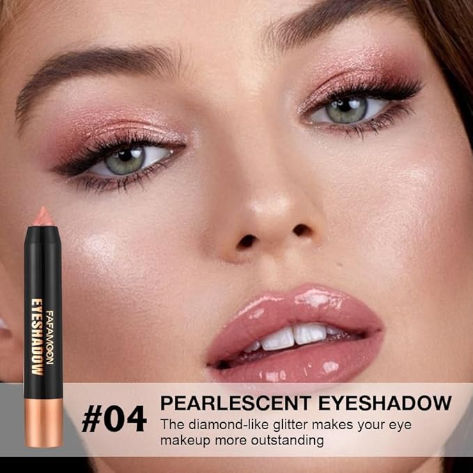 AMY'S DIARY Smoky Pink Shimmer Eyeshadow Stick, Cream Eye Shadow Pencil Waterproof, Eyeshadow Crayon Pen Eye Brightener Stick for Eyes Highlighter