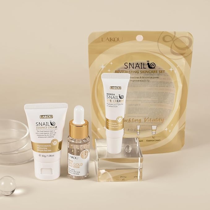 Korean Skin Care, Skin care set, Skin Care Kit Snail and Ginseng with Eye Cream, Serum, Essence Cream 3pcs for Women Teen Girls Mom Daughter Mother's Day Birthday