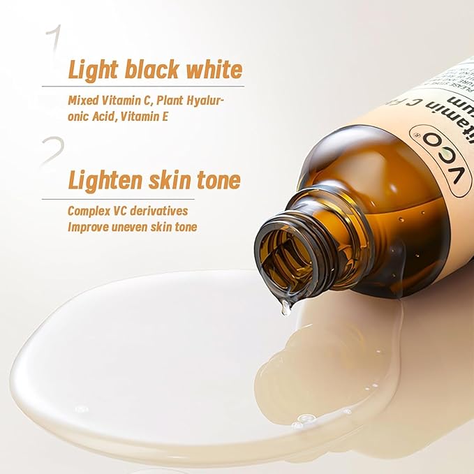 VGO Skin Care Set, with Snail Mucin 92% Moisturizer 1.76 Oz, Vitamin C Serum 1.01 Oz & Dual-Tube Facial Cleanser 3.52 Oz, Daily Routine Kit for Sensitive Skin, Vegan & Cruelty Free