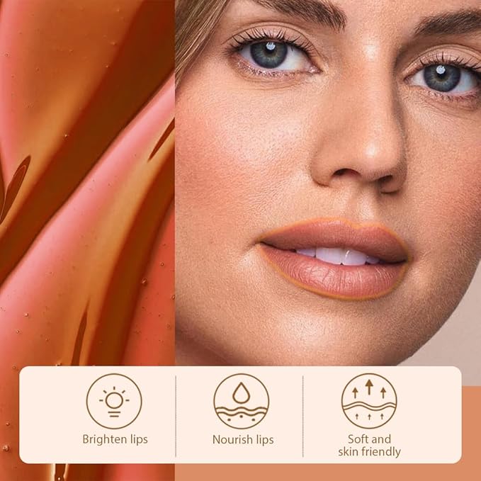 2Pcs Orange Brown& Orange Red Liquid Matte Lip Liner Stain Peel Off with Tweezer, Long Lasting Waterproof Matte Lipstick Lip Gloss Tattoo for Women, Transfer-prof Lip Tint Makeup for All Skin Types