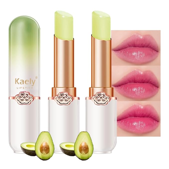 Kaely 2Pcs Avocado Hydrating Lipstick Tinted Lip Balm, Color Changing PH Lipstick Makeup, Korean Magic Lip Stain Long Lasting Waterproof, labiales magicos 24 horas originales