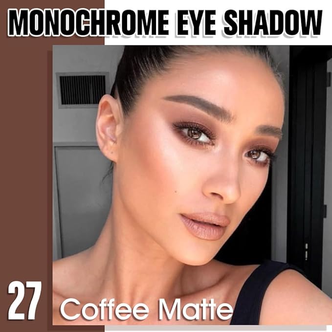 Single Matte Eye Shadow Palette Makeup, Coffee Matte Eyeshadow for Women, Monochrome Eye Shadow Makeup, Pigmented Waterproof Sombras Para Ojos, Vegan, Talc, Paraben & Cruelty Free, 27