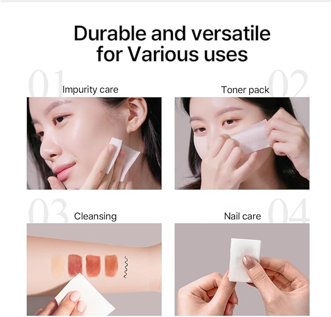 PYUNKANG YUL 1/3 Cotton Pads for Face - 3 Times Higher Absorbency from 1/3rd of Toner Use - Eye Makeup Remover Face Toner pads - Cotton Squares Lint Free Wipes - Facial Cleansing Pads - 2 x 160 pieces