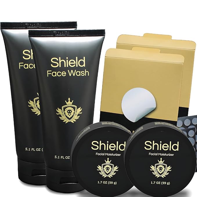 Acne System for Men and Boys, Face Wash, Moisturizer, Pimple Patches, Shield Men's Skin Care Set (4 Months)
