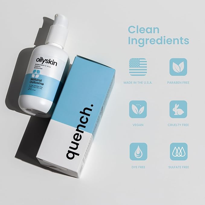 Oily Skin Moisturizer | Oil Free Daily Facial Moisturizer Gel w/Hyaluronic Acid | Watermelon & Aloe Vera Hydrating Face Lotion | Non-Greasy Lotion for Oily Skin Types | 4 oz by Natural Outcome