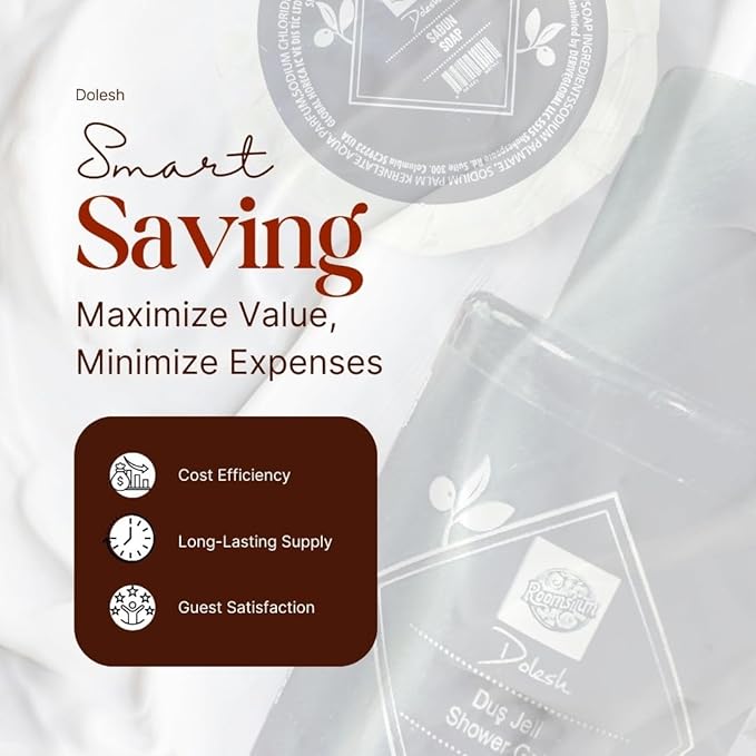 Dolesh by Roomsium 30-Piece Hotel Toiletries Set – Travel-Size Shampoo, Shower Gel & Soap – 0.85 fl oz Bottles & 15g Soaps – Paraben-Free, Cruelty-Free, Elegant Black Guest Amenities