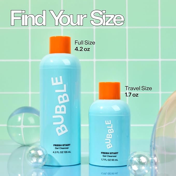 Bubble Skincare Fresh Start Gel Cleanser - Gentle Exfoliating Face Wash for Oily Skin - Formulated with Aloe Vera Juice + Caffeine to Protect and Soothe Complexion (50ml)