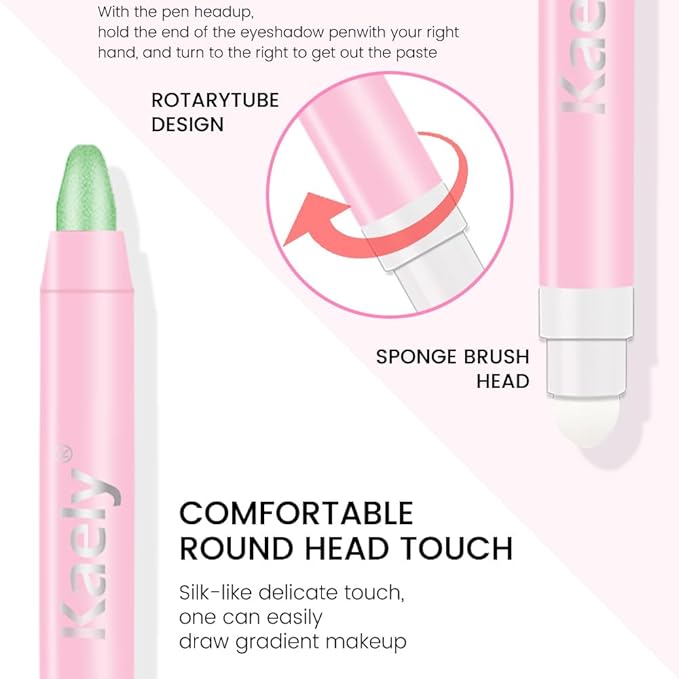 evpct 1Pcs Greenish Cyan Light Green Shimmer Cream Eye Shadow Brightener Sticks for Eyes Waterproof Pigmented, Double Ended Cream Eyeshadow Stick Pencil Pen with Applicator, Eye Shadow Palette