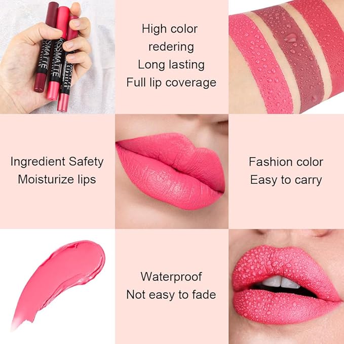 BINGBRUSH Smooth Longwear Lipstick Pack Set, Matte Color Stick Ultimate Lip Crayon for Makeup Collection - Waterproof Velvet Lipgloss Lip Stain (04#)