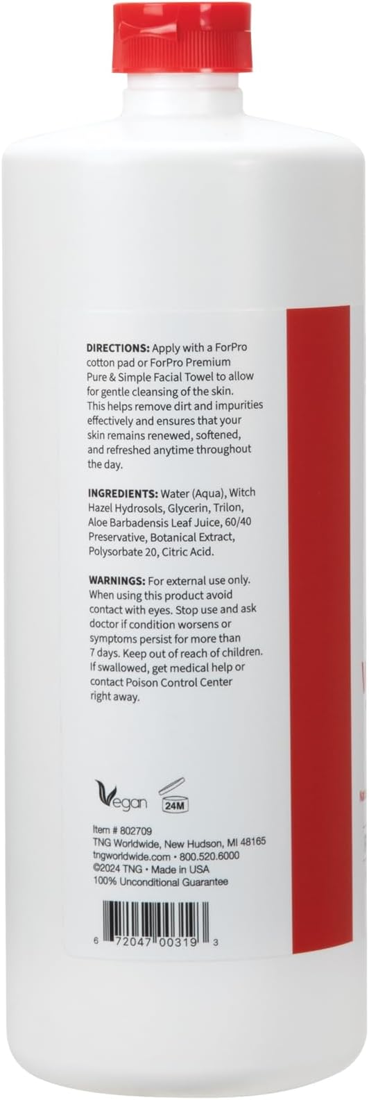 ForPro Premium Witch Hazel Toner, Alcohol-Free, Naturally Soothe, Tone & Hydrate Skin, Vegan, Fragrance-Free, 32 Fl Oz