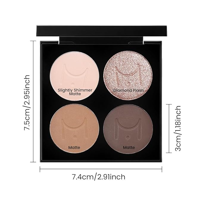 evpct Nude Brown Eyeshadow Quad Palette, Bright Nude Champagne Gold Brown Cocoa Glitter Metallic Shimmer Matte High Pigment Mini Eye Shadow Palette Makeup for older Women, Travel Size Built in Mirror