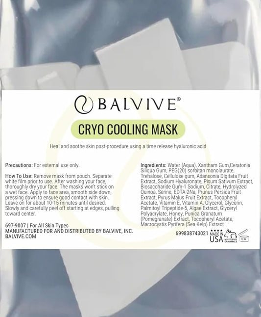 CRYO Cooling Face Mask with Hyaluronic Acid & Peptides - Reduces Appearance of Wrinkles - Anti-Aging Formula for Plump, Luminous, & Moisturized Skin- Hydrating & Firming Sheet Mask