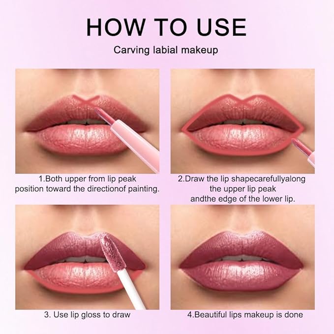 Kaely 2-in-1 Mauve Metallic Lipstick and Lip Liner, Shimmer Liquid Metallic Lipsticks for Women, Glitter Lip Gloss Stain Long Lasting Waterproof Smudge Proof 24 Hour, Vegan Makeup, 16