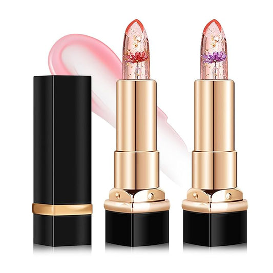 2PCS Crystal Color Changing Lipstick,Nutritious Moisturizing Lip Balm,Magic Temperature Color Change Lip Gloss Lip Stick