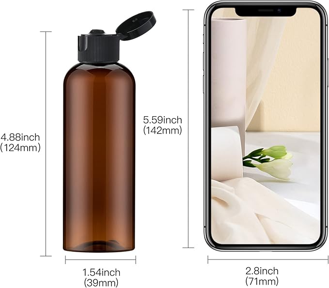 LISAPACK 3.4 oz Travel Bottles for Toiletries, Plastic Travel Size Containers for Shampoo Conditioner TSA Approved, Empty Small Squeeze for Lotion, Leak Proof Mini Liquid Tube for Refillable Brown