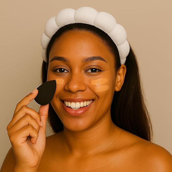 Skincare Headband - Hair band for Washing Face & Makeup Headband for Women - Terry Cloth Hairband for Spa & Skincare Routines - Perfect for Face Wash & Makeup Application (White)