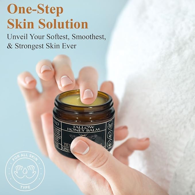 Organic Grass-Fed Beef Tallow Balm with Raw Honey - Moisturizing Cream for Soft, Smooth Skin - Handmade All-Natural Moisturizer (2 Oz, Citrus)