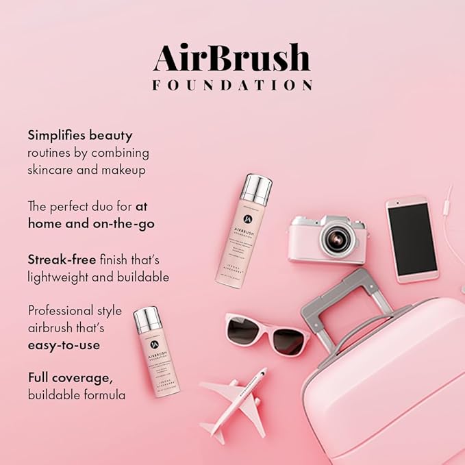 Jerome Alexander MagicMinerals AirBrush Foundation, Spray Makeup with Skincare Active Ingredients, Ultra-Light, Buildable, Full Coverage Formula (Medium Dark)