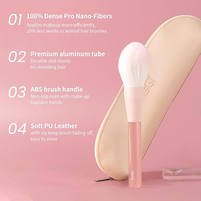 MSQ Make Up Brushes 10Pcs Powder Brushes Contour Brush Synthetic Hair Makeup Brush Set with Bag for Blending Stippling Highlighting Eyeshadow Eyeliner Concealer