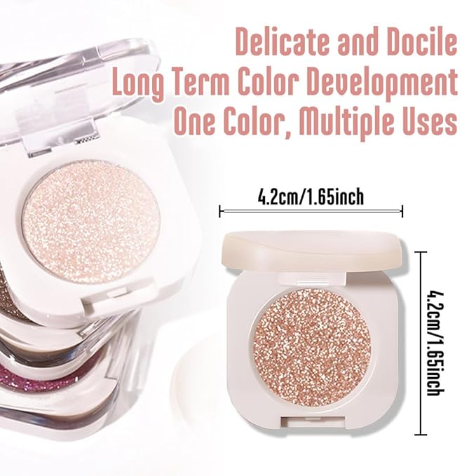 Single Nude Rose Gold Shimmer Eyeshadow,Monochrome Eye Shadow,Apply Make Up Easily,Glitter Single Eyeshadows 24 Hour Eye Makeup Longwear Waterproof