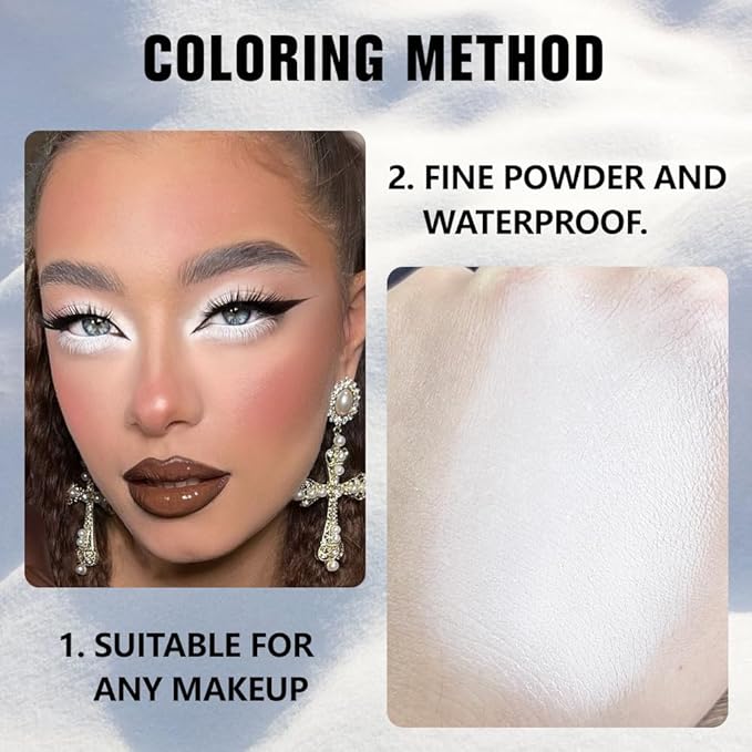 Kaely Pressed Single Eyeshadow Makeup, White Matte Highly Pigmented Monochrome Eye Shadow Palette, Waterproof Neutral Powder Mini Eyeshadow, sombras para ojos, Lightweight Blendable, 08