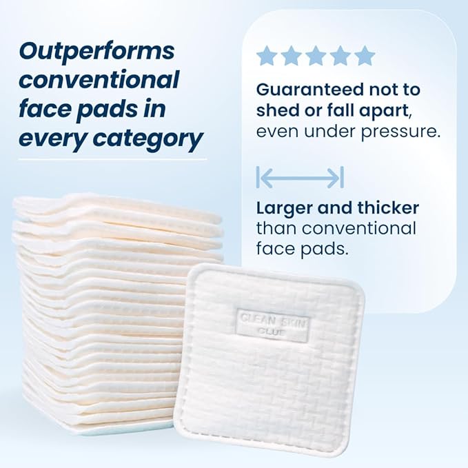 Clean Skin Club Clean² Pads 2.0 [New & Improved Edges] Guaranteed Not to Shed & Tear, Unique Triple Layers, Textured Side & Ultra Soft Side, Organic Disposable Cotton, Pair with Makeup Remover 2 Pack