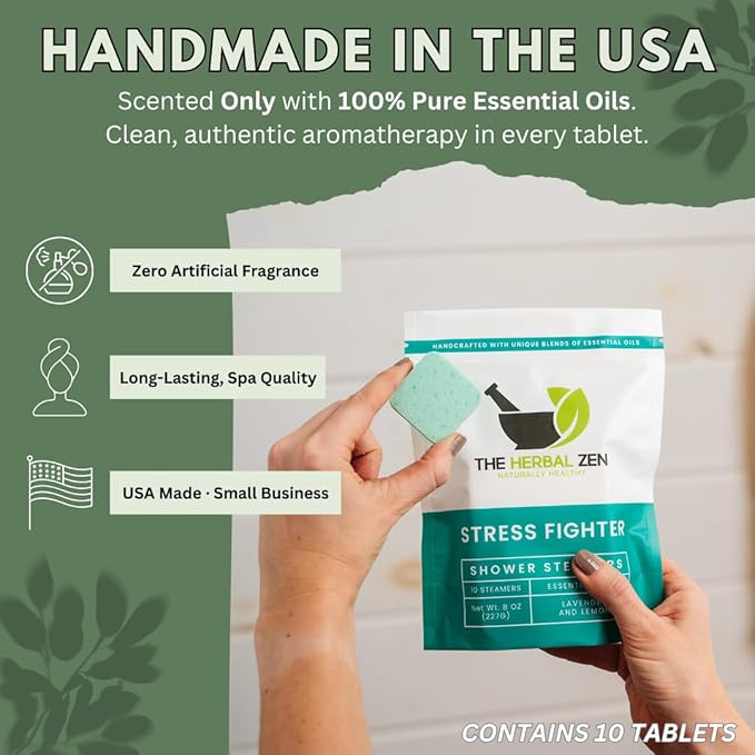 Stress Fighter Shower Steamers Aromatherapy with Essential Oils, Made in The USA Shower Bombs, Shower Bomb Aromatherapy, Relaxing Gifts for Women, Spa Day Gift, Mothers Day Gift