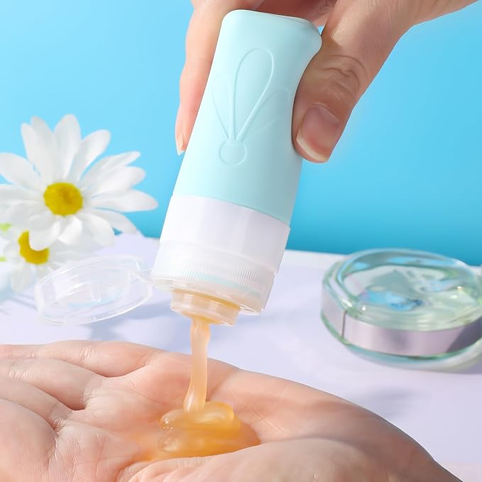 INSFIT Travel Bottles for Toiletries, TSA Approved 2oz Travel Size Containers, BPA Free Leak Proof Squeezable Silicone Tubes for Shampoo Conditioner Lotion Soap with Labels