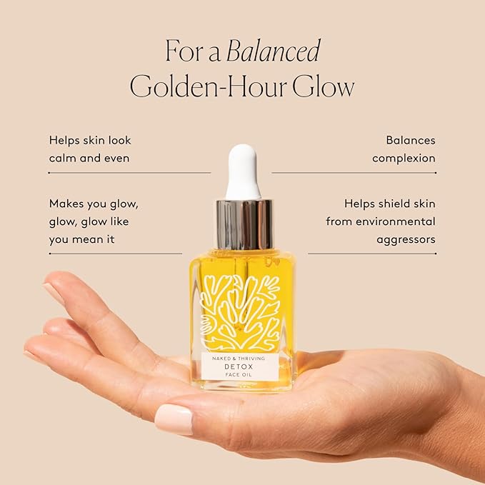 Naked & Thriving Detox Balancing Face Oil | Organic, Vegan, & Natural-Derived Skin Care | For Oily and Blemish-Prone Skin | with Jojoba, Primrose and Almond Oils f(1.18 oz/35 mL)
