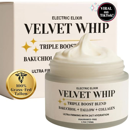 Beef Tallow for Skin -Organic Moisturizer Face Cream -100% Grass Fed, Whipped, Anti-Aging, Deep Hydration Face Cream with Bakuchiol, Retinol Alternative for Wrinkle Repair, Eczema Relief & Brightening