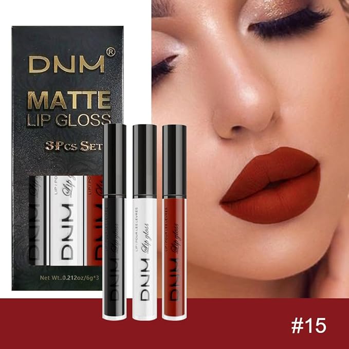 AMY'S DIARY Dark Red White Black Matte Plum Liquid Lipstick 3Pcs Sets,24-hour Lipstick Long Lasting Permanent L Magic Lipstick Waterproof Lip Stain 24 Smudge Waterproof for Women (Set17)