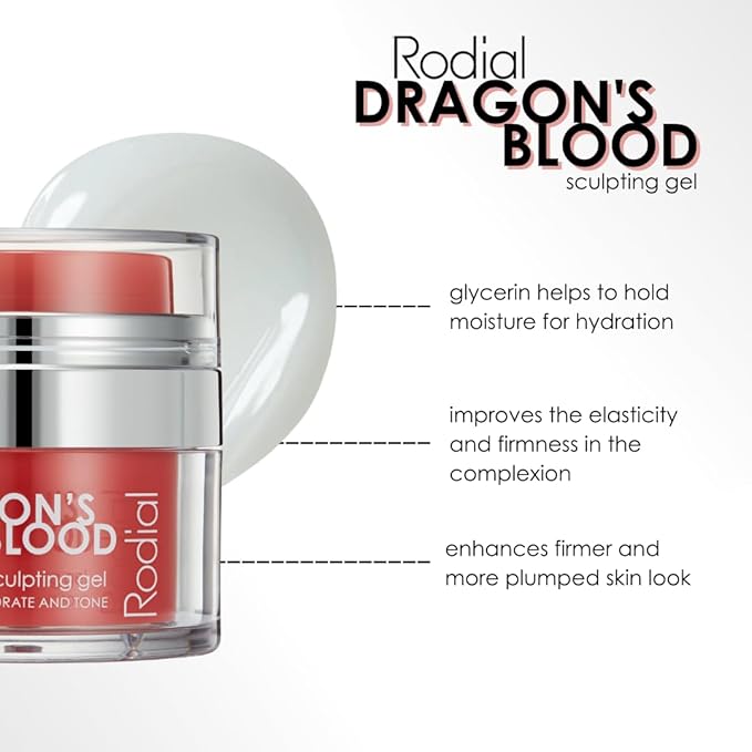 Rodial Dragon's Blood Sculpting Gel 0.3 fl oz - Rejuvenating, Ultra-Hydrating Face Cream - Refreshing Gel/Cream Formula - Triple Action Collagen Formula for a Firmer, Tighter and Smoother Skin Look