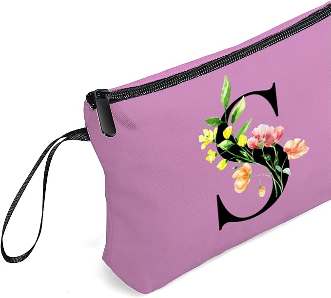 Women Birthday Unique Bride to be Bridal Shower Initial Gifts for Mom Sister Friend Her Teacher Aunt Makeup Cosmetic Bag with Mirror Mothers Day Christmas Graduation S