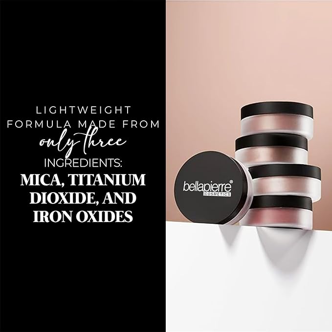 Bellapierre Mineral Blush – Loose Powder Blush, Lightweight Cheek Color, Warm Dewy Finish, Talc-Free, Hypoallergenic & Non-Toxic – 0.3 oz – Suede