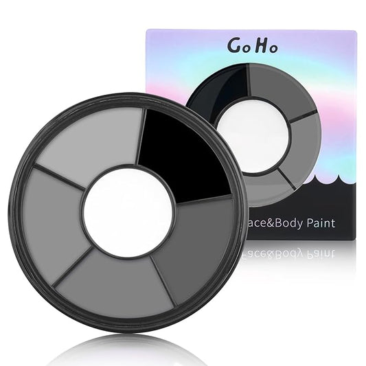 Go Ho 6 Colors Grey Face Body Paint,Cream Washable Formula Face Painting for Halloween Cosplay,Body Paint SFX Makeup Palette,Professional Face Paint Gray Vampire Zombie Makeup