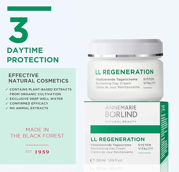 ANNEMARIE BÖRLIND - LL REGENERATION Revitalizing Day Cream - Natural Vitamin C E and Retinoid Anti Aging Face Cream for Visibly Firmer and Wrinkle Free Skin - Step 3 of 5 - 1.69 Fl Oz.