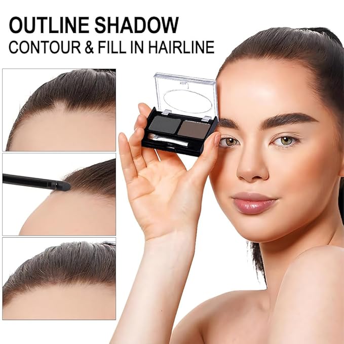Kaely 2 Color Eyebrow Powder Makeup Kit, Eye Brow Contour Palette for Beginners, Long Lasting Waterproof Eye Brow Powder with Brow Brush, Get Full Defined Natural Brows, 04 Dark Gray+Dark Brown