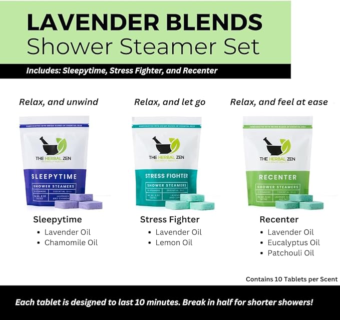 Bulk Shower Steamers with Essential Oils Combo Set by The Herbal Zen (3 Packs of 10 Tablets, Value Set), Bulk Shower Bombs, Relaxation Gift for Women and Men, Birthday Gifts, Mothers Day Gift