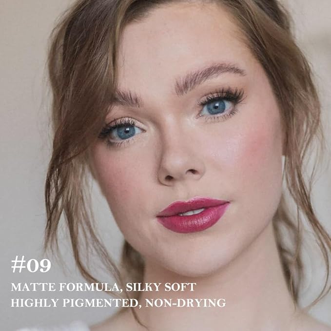 evpct Deep Mauve Gradient Matte Lipstick Lip Liner Crayon Combo Pencil Set for Women Long Lasting Waterproof, Mauve Rose Matte Cream Lip Liner and Lipstick Combo Makeup, Flawless Gradual Ombre Effect