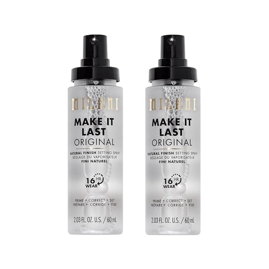 Milani Setting Spray + Primer, Make It Last Original - Natural Finish with Niacinamide for Hydration, Setting Spray for Makeup and Face Primer, 3-in-1 Prime + Hydrate + Set, 2.03 Fl. Oz - 2 Pack