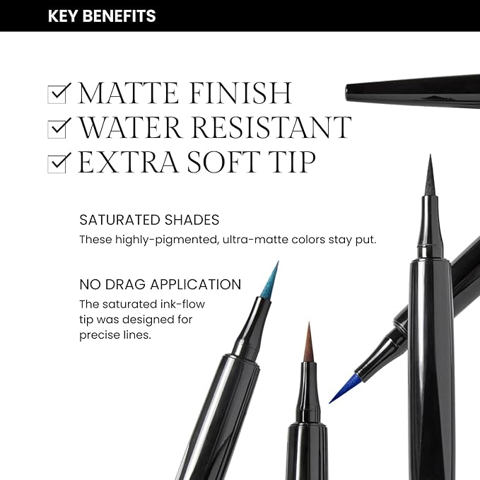 OFIR Eye Edge Liquid Eyeliner Pen | Water and Smudge Proof | Long Lasting Matte Finish, Soft Tip with Bold Pigment | Cruelty Free Formula | Black Eyeliner for Women | Marine - Teal Jade | 0.04 Fl Oz