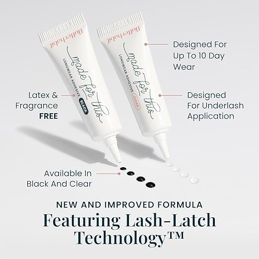 FlutterHabit Made for This Adhesive (3mL), Mini Lash Glue for Eyelash Extensions, All Day Hold for Lash Clusters, Long-Lasting All-in-One Glue for Effortless Application and Secure Wear