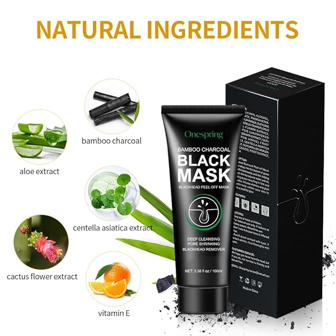 Blackhead Remover Mask, Purifying Charcoal Face Mask for Deep Cleansing Blackheads, Dirt, Pores, Excess Oil, Peel Off Black Mask for Men and Women (3.38 fl. oz)