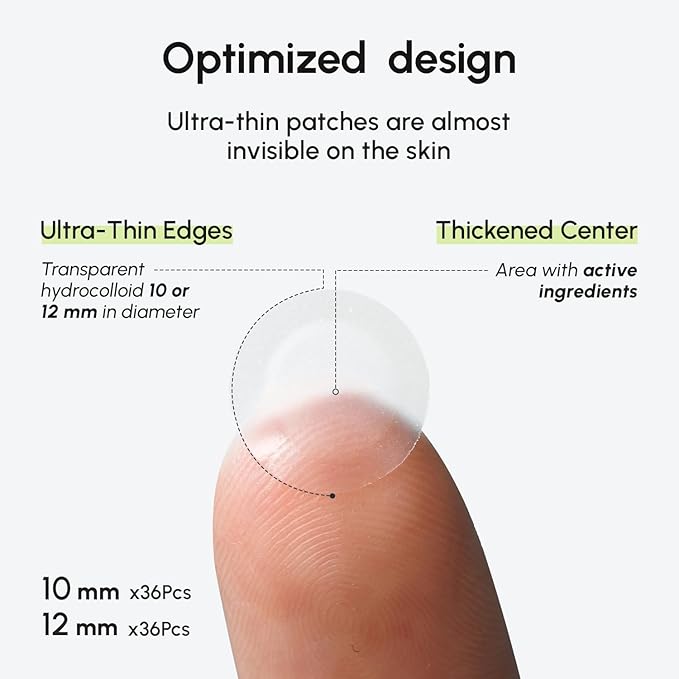 MAREE Invisible Pimple Patches - Clear Pimple Patches for Face - Hydrocolloid Acne Patches Anti Blemish - Zit Stickers for Face - Parches Para Acne - Pinple Zit Patches Pimple Stickers - 72 Dots